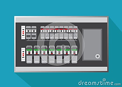 Electrical panel, switch on off,Breakers vector flat, Circuit breakers Vector Illustration