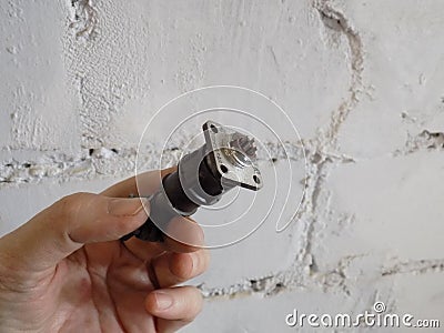 Electrical parts - metal products for carpentry. Metal, tools, spare parts. Stock Photo