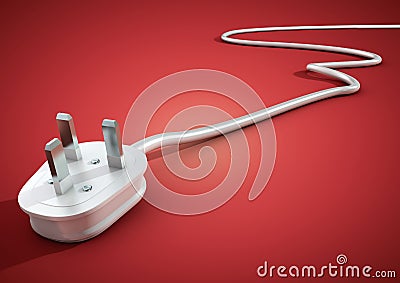 Electrical plug and cable lies unplugged isolates on pink backgr Stock Photo