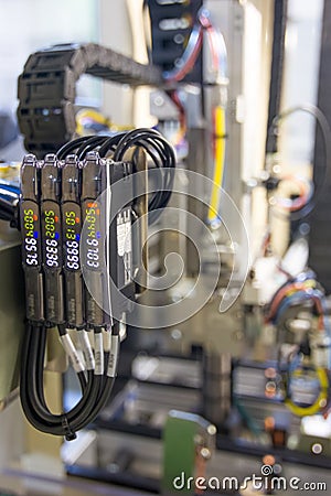 Electrical Pneumatic Valve and Pressure Gauge, automation engineering Stock Photo