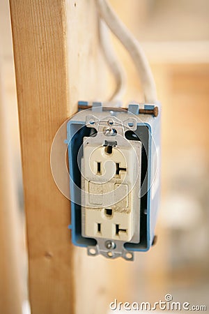 Electrical Receptacle Closeup Stock Photo