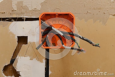 Electrical renovation work Stock Photo