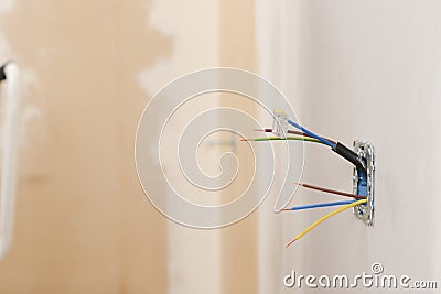 Electrical renovation work Stock Photo