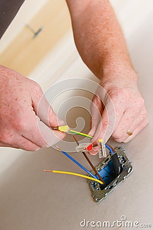 Electrical renovation work Stock Photo