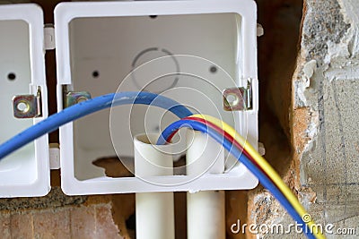 Electrical renovation work Stock Photo