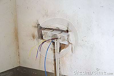 Electrical renovation work Stock Photo