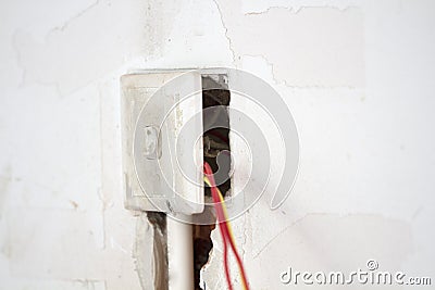 Electrical renovation work, Light Switch Stock Photo
