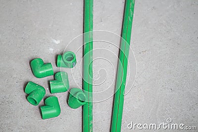 Electrical renovation work, Water pipes Stock Photo
