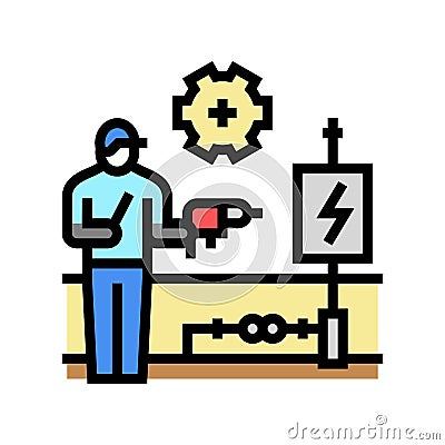 electrical rewiring color icon vector illustration Cartoon Illustration