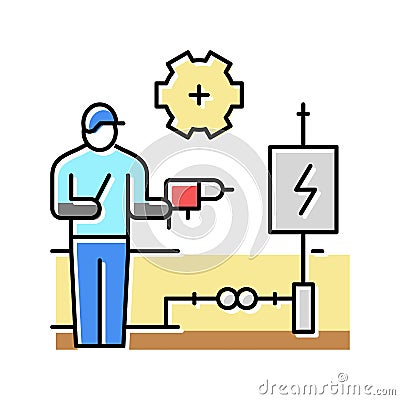 electrical rewiring color icon vector illustration Vector Illustration