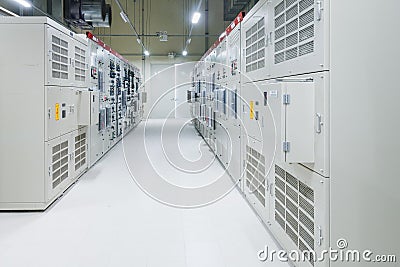 Electrical Room, medium and high voltage switcher, equipment, Stock Photo