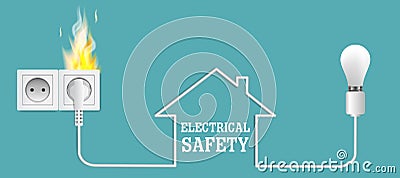 Electrical safety hazards vector poster banner design template Vector Illustration