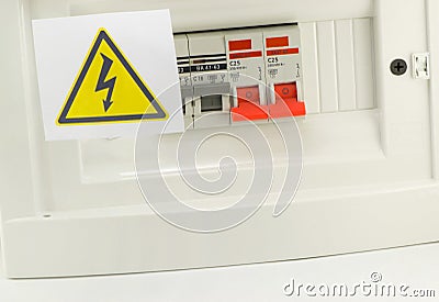 Electrical safety sign Stock Photo