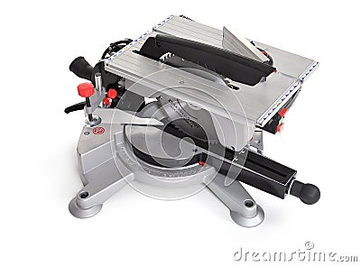 Electrical saw with circular blade for wood Stock Photo