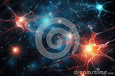 Electrical Single neuron synapses. Generate Ai Stock Photo