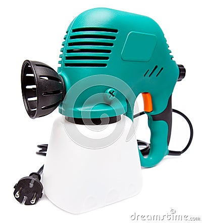 Electrical spray gun.Close up on a white background Stock Photo