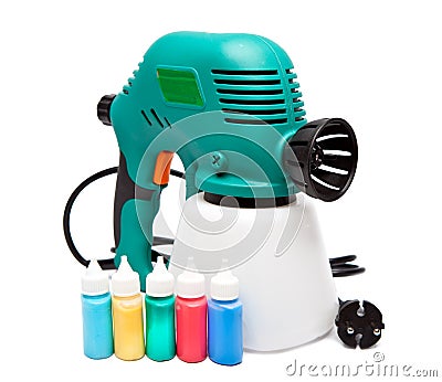 Electrical spray gun for coloration, for color pulverization Stock Photo