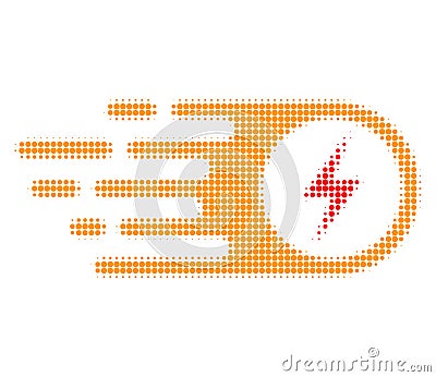 Electrical Strike Halftone Dotted Icon with Fast Rush Effect Vector Illustration
