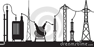 Electrical substation scene Vector Illustration