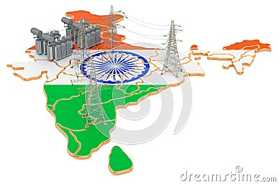 Electrical substations in India, 3D rendering Stock Photo