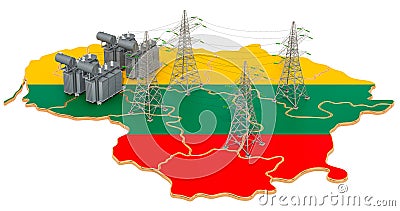 Electrical substations in Lithuania, 3D rendering Stock Photo