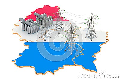 Electrical substations in Luxembourg, 3D rendering Stock Photo