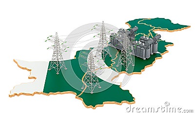 Electrical substations in Pakistan, 3D rendering Stock Photo