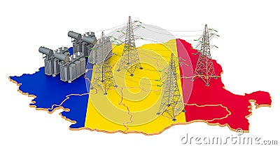 Electrical substations in Romania, 3D rendering Stock Photo