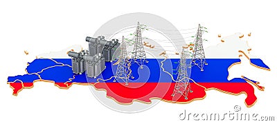 Electrical substations in Russia, 3D rendering Stock Photo