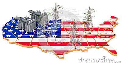 Electrical substations in the United States, 3D rendering Stock Photo