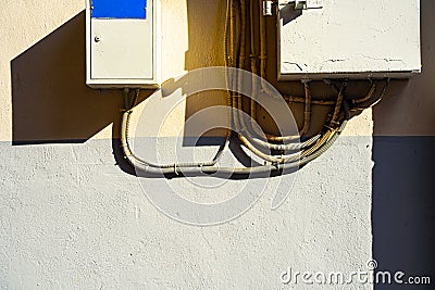 Electrical switchboard on the wall Stock Photo