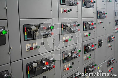 Electrical switchgear,Industrial electrical switch panel of power plant Stock Photo