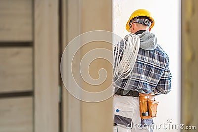 Electric Systems Installer Stock Photo