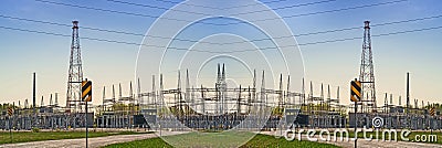 Electrical tower montage Stock Photo