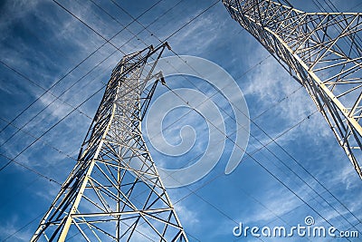 Double Exposure of Pylons Stock Photo