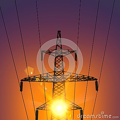 Electrical Transmission Line Vector Illustration