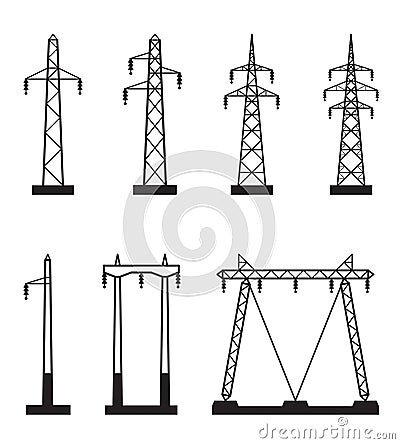 Electrical transmission tower types Vector Illustration