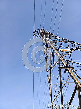 Electrical transmission tower under sky Stock Photo