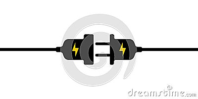 Electrical wire, plug and socket icon are disconnected 404 Internet connection, error stock illustration Vector Illustration