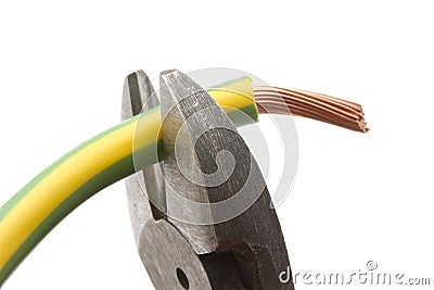 Electrical wires and pliers Stock Photo