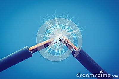 Electrical wires sparks close up Stock Photo