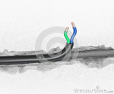 Electrical wires in strobe in the wall. Vector Vector Illustration