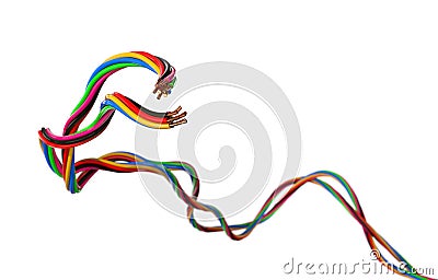 Electrical Wires on White Background Cartoon Illustration