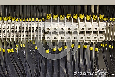 Electrical wiring and terminals. Stock Photo