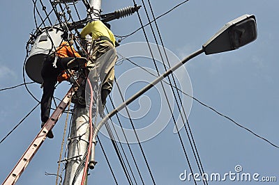 Electrical worker Stock Photo