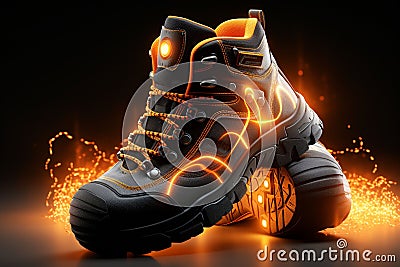 Electrically insulated boots for workers exposed t Stock Photo