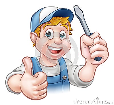 Electrician Handyman Cartoon Character Vector Illustration