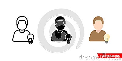 Electrician icon of 3 types color, black and white, outline. Isolated vector sign symbol Stock Photo