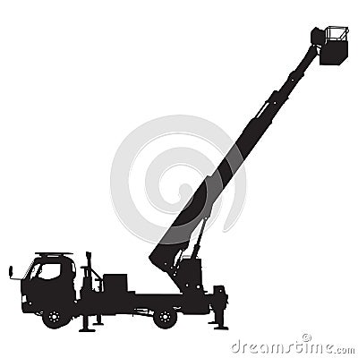 Electrician, making repairs at a power pole on white background Vector Illustration