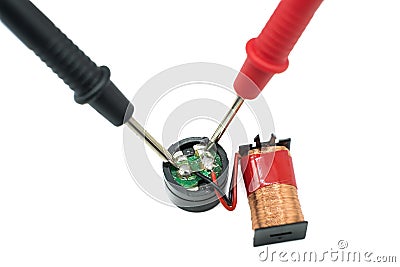 Electrician`s Probes Testing Components on a White background Stock Photo